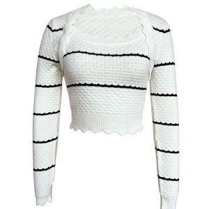 เสื้อไหมพรมแขนยาวลายทาง รุ่นใหม่ล่าสุดสำหรับฤดูใบไม้ร่วงและฤดูหนาว สไตล์ลำลองแฟชั่นอเนกประสงค์ - Product Image 1