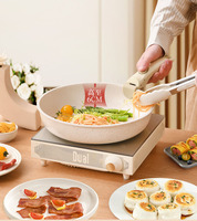 11Pcs Set Peralatan Masak Modern Berbahan Logam Ramah Lingkungan Anti Lengket Warna Putih Granit Siap Pakai Induksi