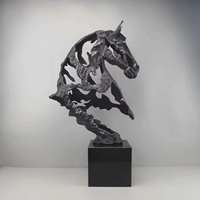 Sculpture de tête de cheval creuse en fonte de marbre, ornement pour salon, entrée, hôtel, décoration intérieure