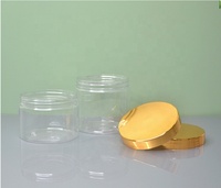 Bocaux en Plastique PET Transparents pour Crème Corporelle et Beurre Corporel, Contenants et Bouteilles d'Emballage Cosmétique 250ml 300ml 400ml 450ml 500ml avec Couvercle Doré