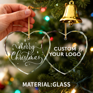 Ornamento personalizzato personalizzato di decorazione di natale chiaro all'ingrosso incisione Laser 3D Logo ovale forma rotonda ornamenti di vetro - Product Image 3