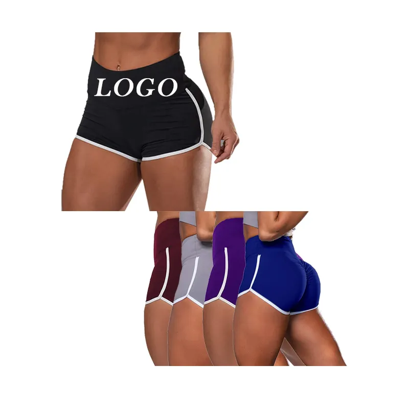 Pantalones cortos deportivos de cintura alta para mujer, Shorts ajustados a la cadera con estampado en blanco para Yoga y entrenamiento
