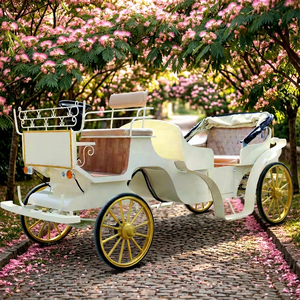 Calèche de Mariage Électrique Personnalisée Jaune Crème, Calèche à Chevaux Touristique, Vente en Gros, Fabricant de Calèches à 4 Roues - Product Image 1