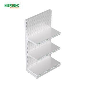 Wood Grain Supermarket <b>Shelf</b> Four Layer Double Sided Retail Display Rack Freestanding Grocery Store Shelving - Product Image 3