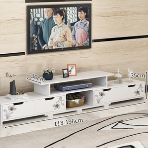 Mobile TV Moderno Estensibile in Legno, Console Multimediale con Armadietto Contenitore, <span class=keywords><strong>Centro</strong></span> Intrattenimento da Terra per Soggiorno - Product Image 3