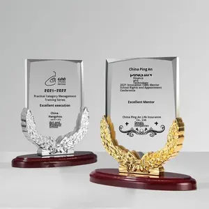 Medaglia <span class=keywords><strong>e</strong></span> Trofeo in Cristallo a Forma di Spiga di Grano Personalizzati per Riunioni Aziendali Annuali, <span class=keywords><strong>Camera</strong></span> di <span class=keywords><strong>Commercio</strong></span>, Logo Orient Masters Cina - Product Image 3