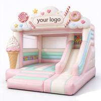 Château gonflable sur le thème des bonbons et des gâteaux avec toboggan et piscine à balles, château gonflable commercial pour les fêtes d'anniversaire des enfants, location pour événements