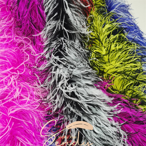 Boa en plumes d'autruche teintes 6 plis S15-18cm, noir et couleurs mélangées, pour carnaval, festival, mariage, fête, spectacle de scène - Product Image 6