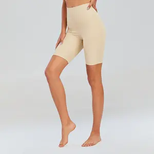 Pantalones cortos acanalados de mujer personalizados al por mayor pantalones cortos de compresión de entrenamiento de color sólido - Product Image 1