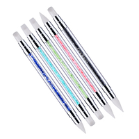 Stylo de perçage à tête Double face en Silicone, 1 pièce, avec poignée en cristal, pour le Nail Art et la manucure