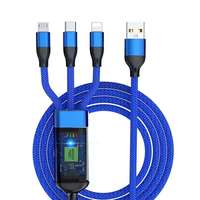 Cable USB Tipo-C de Carga Súper Rápida 3 en 1 de 120W para Impresora y Escáner de Código de Barras IOS/Android, Material de Nailon para Automóvil y Computadora