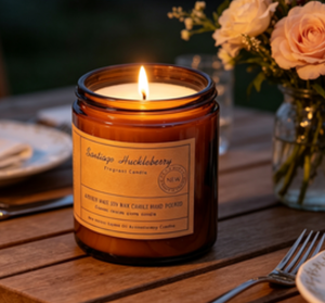 Cire à brûler non toxique à combustion lente dans un élégant récipient en verre ambré, produisant une lueur douce et chaude et un parfum profond et réconfortant, parfaite - Product Image 6