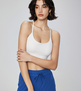 Chaleco de Yoga de primavera y verano para mujer con sujetador de Fitness transpirable con cuello en U correas de hombro finas y almohadillas de pecho extraíbles <span class=keywords><strong>tirantes</strong></span> deportivos - Product Image 3
