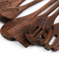 Vente en gros de 6 pièces ensemble de cuillères en bois ensemble d'outils de cuisine ensemble d'ustensiles de cuisine en noyer noir personnalisé