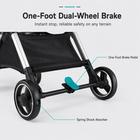 Poussette pour chien avec roues amortissantes, frein double à un doigt, roue avant pivotante, cadre pliable en aluminium, OEM ODM