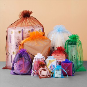 5x7cm, 7x9cm, 9x12 Cm, 10x15 Cnm, 13x18 Cm, 15x20cm 20x30 cm <span class=keywords><strong>Bolsas</strong></span> de <span class=keywords><strong>organza</strong></span> Bolsa de regalo Bolsa de malla con cordón Colores mezclados - Product Image 2
