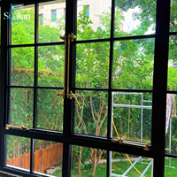 Ventana de Aluminio Estilo Francés Hecha a Medida con Vidrio Laminado para Arquitectura Residencial Europea