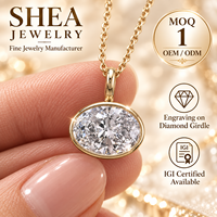 Collier pendentif solitaire en diamant de laboratoire taille ovale 0,5-3 carats, monture fine personnalisée, or jaune massif 10K/14K/18K, certifié IGI VVS