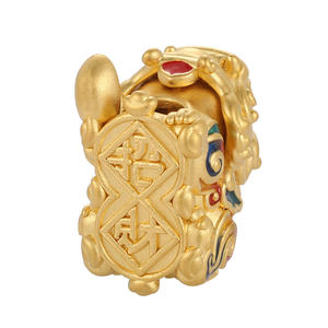 2.7g accessoires de bijoux en perles en gros 24k or pur accessoires de bijoux de luxe petit chinois Pixiu forme perlée - Product Image 4