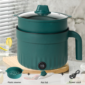 Poêle électrique circulaire pour la maison, revêtement antiadhésif, corps en acier inoxydable, couvercle en verre trempé, capacité de 1,8 L, utilisation domestique pratique - Product Image 2