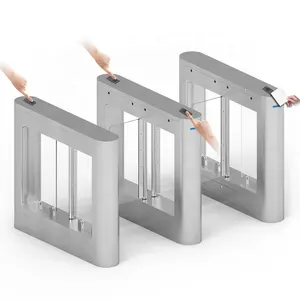 Control de Acceso biométrico, tarjeta de huella dactilar/RFID con barrera oscilante, torniquete de puerta para un solo carril y carril Dual