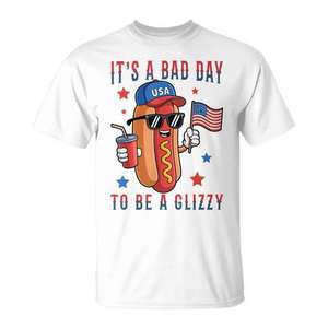 C'est une mauvaise journée pour être un t-shirt Glizzy du 4 juillet avec un motif hot-dog et barbecue. - Product Image 1