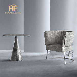 Juego de muebles de sala de estar modernos de lujo, <span class=keywords><strong>café</strong></span> de latón hecho a mano y mesa auxiliar con patrón de concha marina, acento decorativo de Metal - Product Image 2