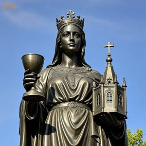 Religieux extérieur en laiton coulé grandeur nature tenant trois fenêtres tour calice foudre mineur patron saint st <span class=keywords><strong>barbara</strong></span> statue en bronze - Product Image 1