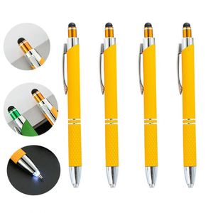 Promotional New Rubber Aluminium Metal Ballpoint <b>Pen</b> With Tip LED Light Customized Printed Logo for Stylus Screen Mobile Phone - Product Image 1