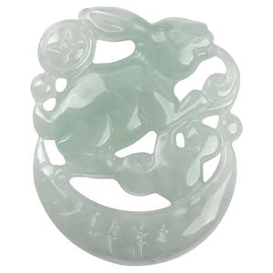 Colgante de Jade Natural de Myanmar con Diseño de Conejo del Zodiaco, UNISEX, Diseño Original, Estilo Chino, con Certificado de Tasación DW38 - Product Image 1