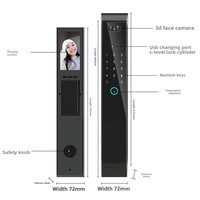 Serrure de porte intelligente Vertexis à reconnaissance faciale 3D et empreinte digitale, sans clé, WiFi, Cloud - Sécurité numérique en alliage d'aluminium Tuya