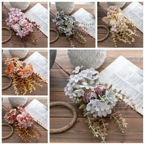 Bouquet d'hortensias artificiels en fleurs de cerisier, rose, orange, bleu, décoration de mariage, style INS, artisanat - Product Image 3