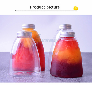Hình dạng độc đáo nhựa dùng một lần Pet tam giác chai nước trái cây với nắp nhôm cho rượu vang trái cây trà lạnh ép đồ uống - Product Image 3
