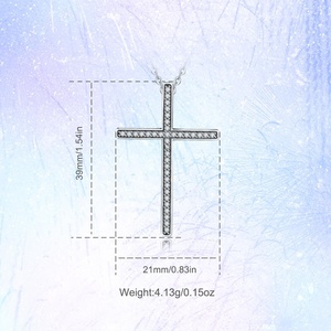 925 argent sterling bling simple jérusalem zircon croix pendentif collier - Product Image 2