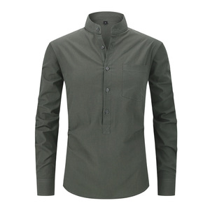 Chemise de plage <span class=keywords><strong>d</strong></span>écontractée pour homme <span class=keywords><strong>Henry</strong></span>, couleur unie, manches longues, pur coton, pour le printemps et l'été, nouvelle collection <span class=keywords><strong>Henry</strong></span> - Product Image 1