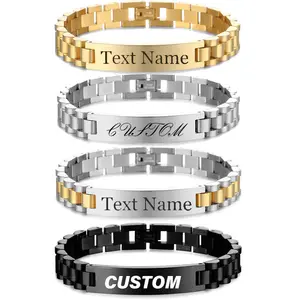 Nom personnalisé vélo chaîne en acier inoxydable <span class=keywords><strong>Bracelet</strong></span> bricolage personnalisé gravure mal oeil bleu nom noir hommes <span class=keywords><strong>Bracelet</strong></span> - Product Image 1