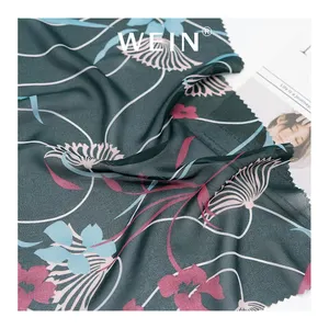 WI-A08 Clothing Material Wholesale 75d Pearl Silk Chiffon Flower Print Fabric For Dresses Clothing