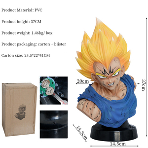Haute qualité 37cm <span class=keywords><strong>Vegeta</strong></span> Dragon Balls Z figurine buste PVC Anime ornements de bureau jouet pour enfants et objets de collection - Product Image 2