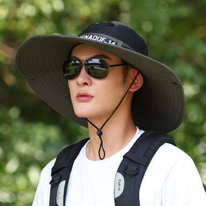 Men's Summer Wide Brim Fishing Hat 15cm UV Protection Breathable Sunshade Fisherman Hat Adult Outdoor Use - Product Image 1