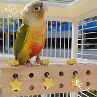 Perchoir pour perroquet en bois de pin, jouet à mâcher en forme de cube pour le ponçage du bec, jouet décoratif en forme d'étoile pour animaux de compagnie