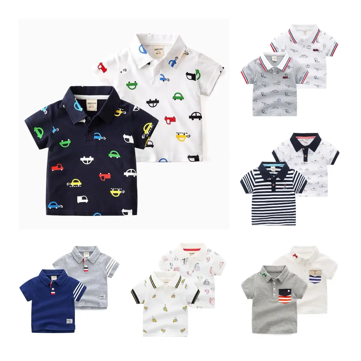 2022 Summer Baby Boy T Shirts Short Sleeve Lapel Polo Shirt Children's Clothes New Kids Tshirt