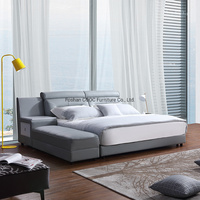 Ensemble de lit en bois massif, mobilier de chambre à coucher, simple et moderne, cadre en cuir, nouvelle création de luxe, vente en gros,