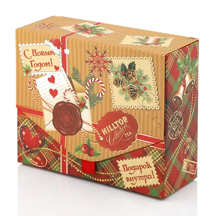 En gros personnalisé imprimé Luxe cadeau De Noël carte de voeux papier boîte d'emballage