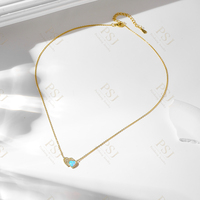 Collier en opale avec pendentif double cœur pavé de zircone cubique plaqué or 14 carats en argent sterling 925, bijoux Peishang Gemstone
