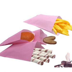 Bolsas de Papel Antigrasa Desechables para Pollo Frito, Galletas, Palomitas de Maíz - Aptas para Alimentos, Reciclables, Personalizables en Tamaño y Logotipo, Color Rosa - Product Image 4