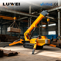 Grue araignée sur chenilles à haute capacité de levage, compacte et pliable, pour la rénovation intérieure et l'installation de toitures