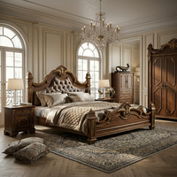 Maßgefertigtes Luxuriöses Neoklassisches Königliches Schlafzimmer-Set Massivholz Blattgold-Bettmöbel für 5-Sterne-Hotel & Villa FF&E-Projekt