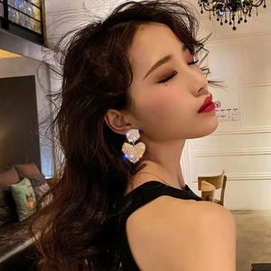 Luxury Design Women Girls Cute Gold Silver Heart Statement <b>Earring</b> <b>Bling</b> Rhinestone Paved Heart Drop <b>Earrings</b> - Product Image 2