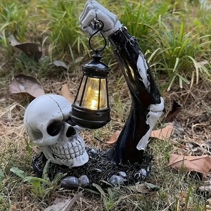 Linterna <span class=keywords><strong>Esqueleto</strong></span> Halloween Decoración Resina Figura <span class=keywords><strong>Esqueleto</strong></span> Sosteniendo Farol Decoración Jardín Patio Adorno Espeluznante - Product Image 1
