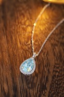 Lanphear 2024 corte de pera para mujer, joyería minimalista de Plata de Ley 925, collar con nombre personalizado, colgante de circonita cúbica azul elegante